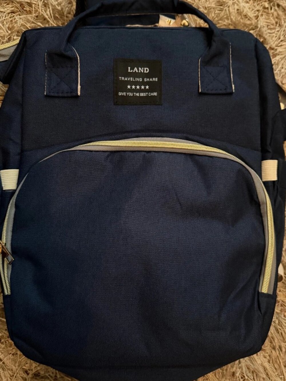 LAND Travel Diaper Tote Backpack W. Foldable Crib Bed Portable Changing Pad Navy